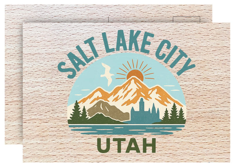 Salt Lake City Utah Vintage Full Color Vintage Design 4 x 6 Souvenir Wood Postcard