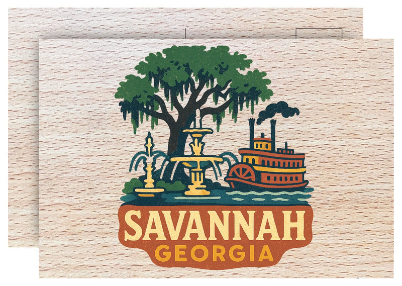 Savannah Georgia Vintage Full Color Vintage Design 4 x 6 Souvenir Wood Postcard