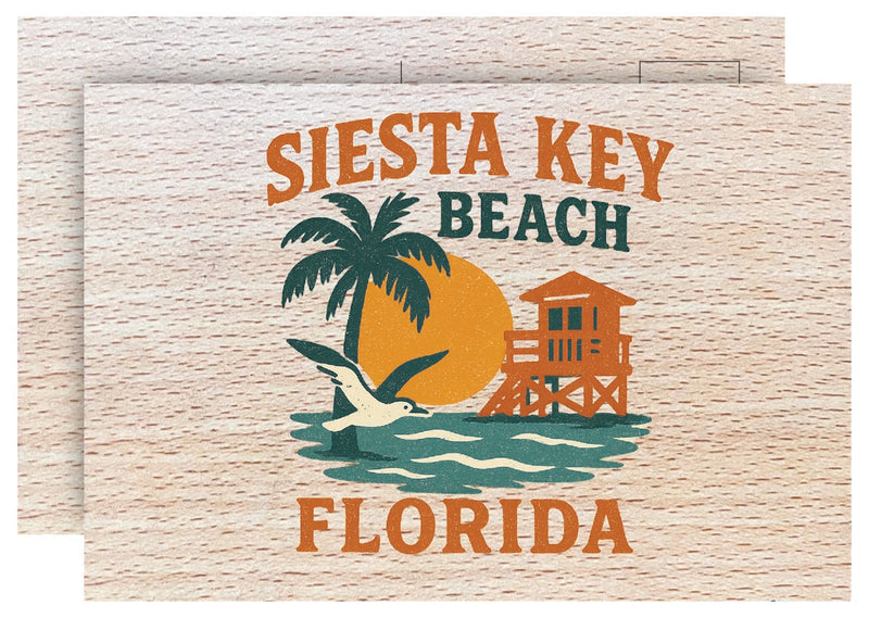 Siesta Key Beach Florida Vintage Full Color Vintage Design 4 x 6 Souvenir Wood Postcard