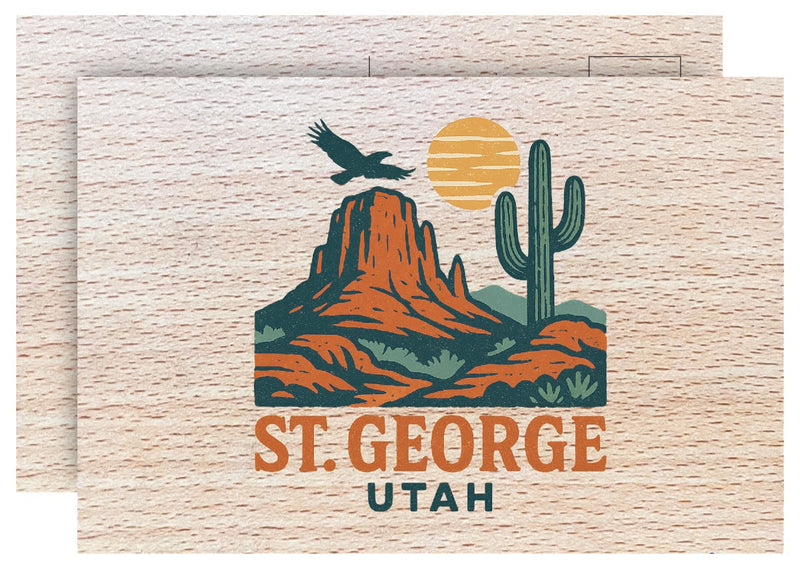 St. George Utah Vintage Full Color Vintage Design 4 x 6 Souvenir Wood Postcard
