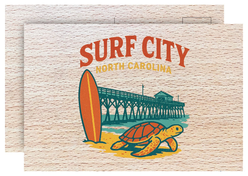 Surf City North Carolina Vintage Full Color Vintage Design 4 x 6 Souvenir Wood Postcard