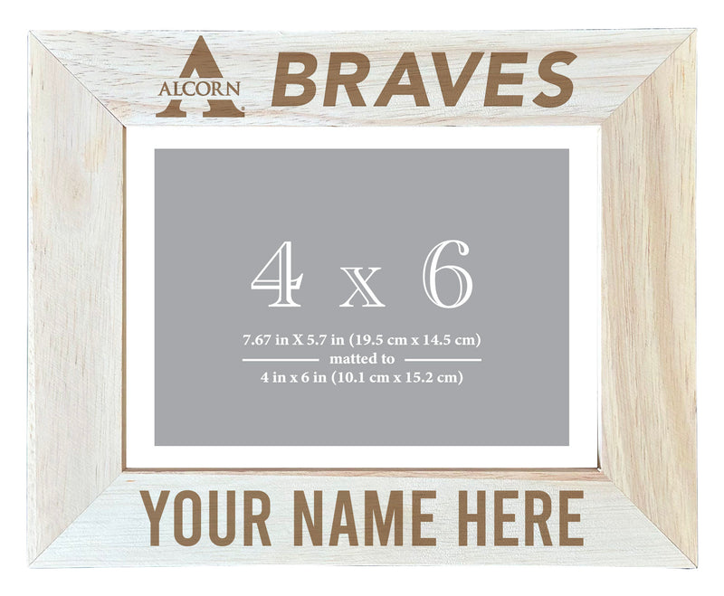 Alcorn State Braves Customizable Wooden Photo Frame Matted 4"x 6" Officially Licensed Collegiate Product Engraved
