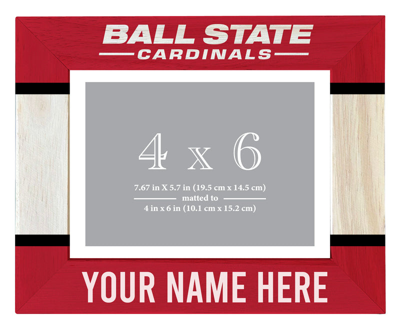 Ball State University Customizable Wooden Photo Frame Matted 4"x 6" Officially Licensed Collegiate Product Printed