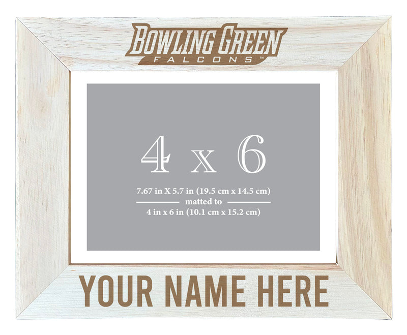 Bowling Green Falcons Customizable Wooden Photo Frame Matted 4"x 6" Officially Licensed Collegiate Product Engraved