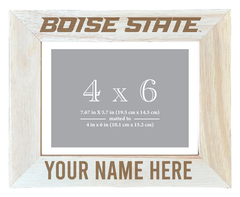Boise State Broncos Customizable Wooden Photo Frame Matted 4"x 6" Officially Licensed Collegiate Product Engraved
