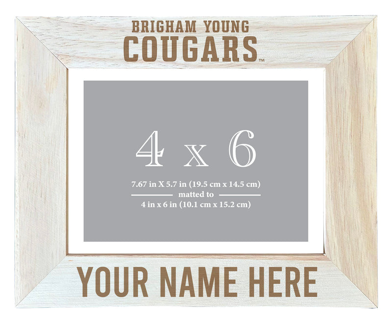 Brigham Young Cougars Customizable Wooden Photo Frame Matted 4"x 6" Officially Licensed Collegiate Product Engraved