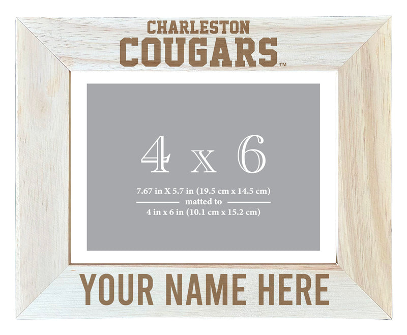 College of Charleston Customizable Wooden Photo Frame Matted 4"x 6" Officially Licensed Collegiate Product Engraved