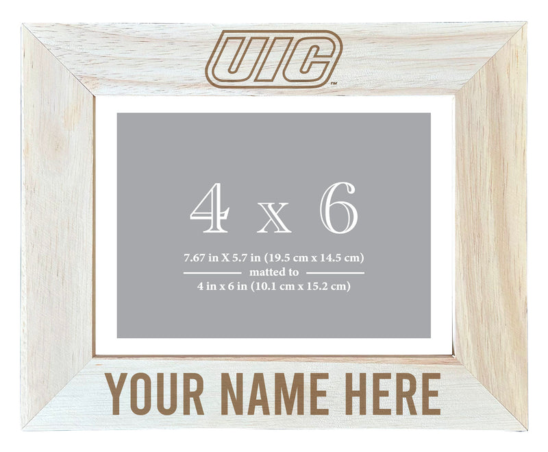 University of Illinois at Chicago Customizable Wooden Photo Frame Matted 4"x 6" Officially Licensed Collegiate Product Engraved