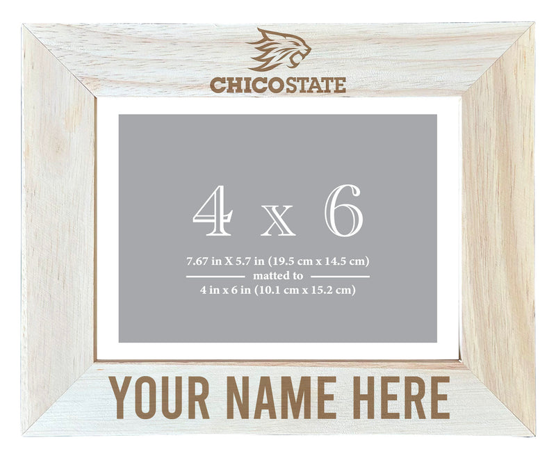 California State University, Chico Customizable Wooden Photo Frame Matted 4"x 6" Officially Licensed Collegiate Product Engraved