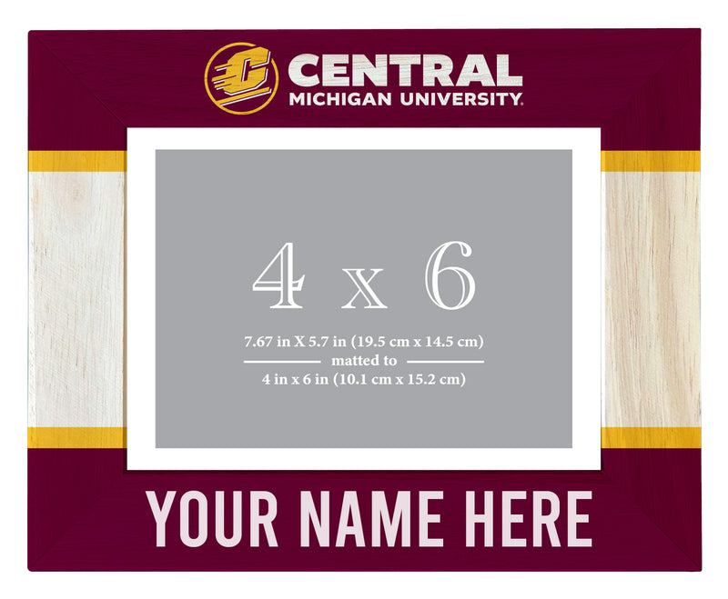 Central Michigan University Customizable Wooden Photo Frame Matted 4"x 6" Officially Licensed Collegiate Product Printed