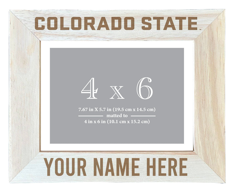 Colorado State Rams Customizable Wooden Photo Frame Matted 4"x 6" Officially Licensed Collegiate Product Engraved