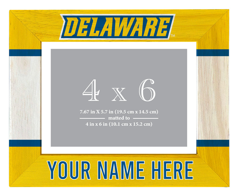 Delaware Blue Hens Customizable Wooden Photo Frame Matted 4"x 6" Officially Licensed Collegiate Product Printed