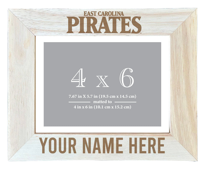East Carolina Pirates Customizable Wooden Photo Frame Matted 4"x 6" Officially Licensed Collegiate Product Engraved