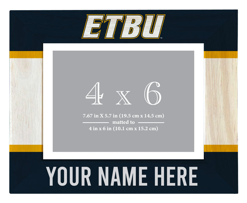 East Texas Baptist University Customizable Wooden Photo Frame Matted 4"x 6" Officially Licensed Collegiate Product Printed