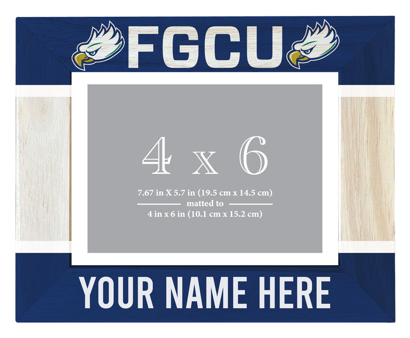 Florida Gulf Coast Eagles Customizable Wooden Photo Frame Matted 4"x 6" Officially Licensed Collegiate Product Printed