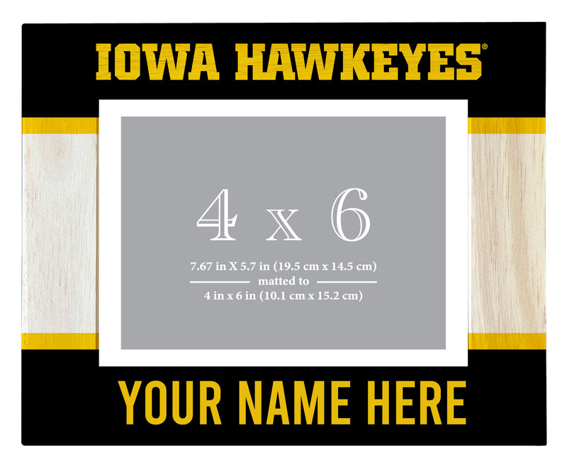 Iowa Hawkeyes Customizable Wooden Photo Frame Matted 4"x 6" Officially Licensed Collegiate Product Printed