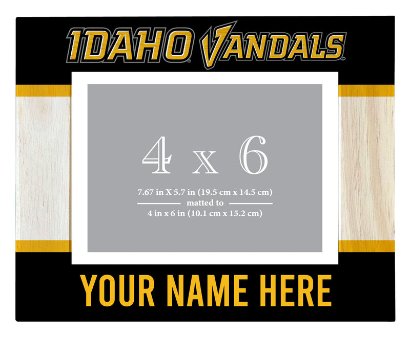 Idaho Vandals Customizable Wooden Photo Frame Matted 4"x 6" Officially Licensed Collegiate Product Printed