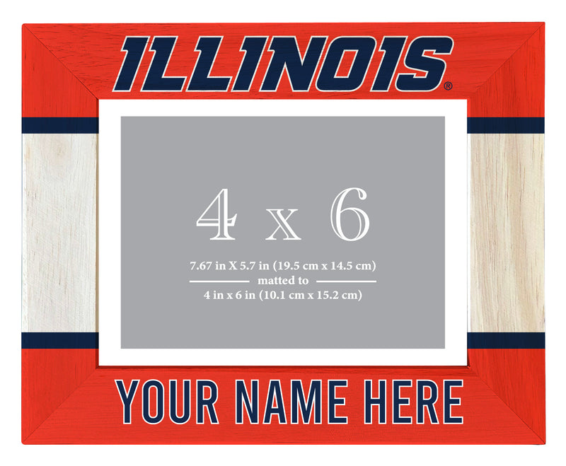 Illinois Fighting Illini Customizable Wooden Photo Frame Matted 4"x 6" Officially Licensed Collegiate Product Printed