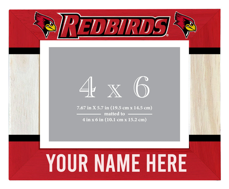 Illinois State Redbirds Customizable Wooden Photo Frame Matted 4"x 6" Officially Licensed Collegiate Product Printed