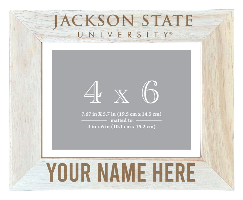 Jackson State University Customizable Wooden Photo Frame Matted 4"x 6" Officially Licensed Collegiate Product Engraved