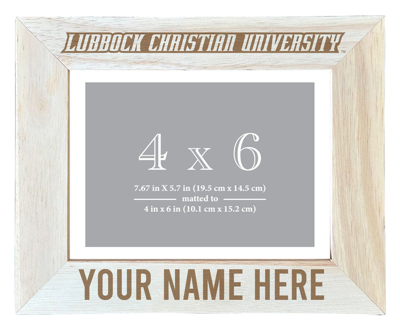 Lubbock Christian University Chaparral Customizable Wooden Photo Frame Matted 4"x 6" Officially Licensed Collegiate Product Engraved