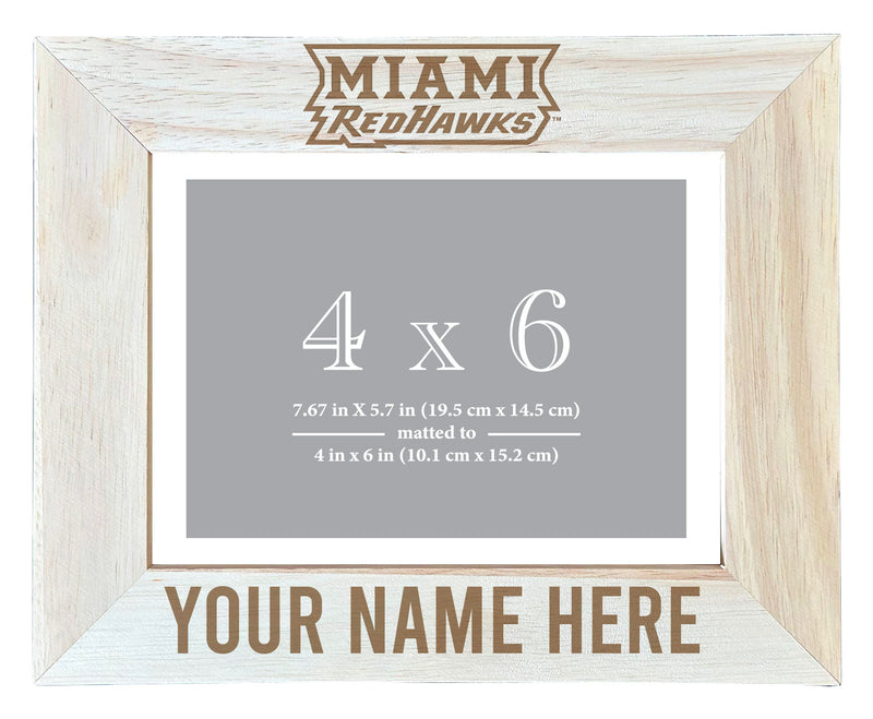 Miami University of Ohio Customizable Wooden Photo Frame Matted 4"x 6" Officially Licensed Collegiate Product Engraved