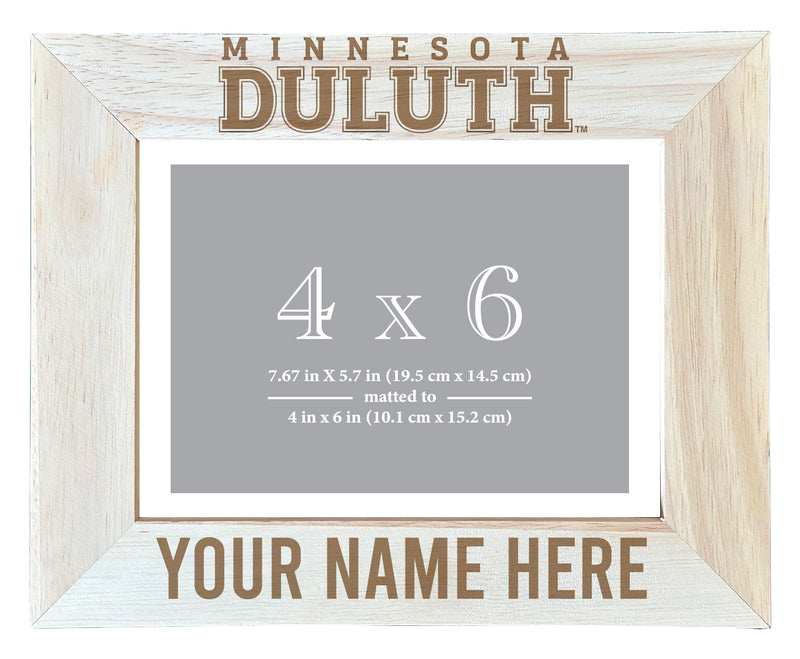 Minnesota Duluth Bulldogs Customizable Wooden Photo Frame Matted 4"x 6" Officially Licensed Collegiate Product Engraved