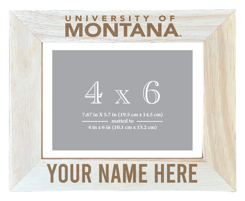 Montana University Customizable Wooden Photo Frame Matted 4"x 6" Officially Licensed Collegiate Product Engraved