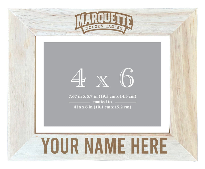 Marquette Golden Eagles Customizable Wooden Photo Frame Matted 4"x 6" Officially Licensed Collegiate Product Engraved