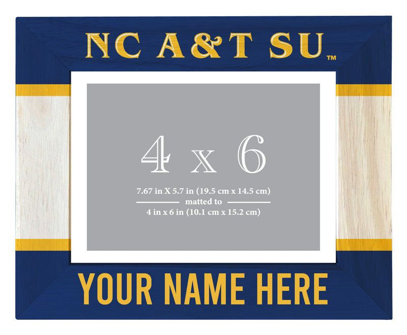 North Carolina A&T State Aggies Customizable Wooden Photo Frame Matted 4"x 6" Officially Licensed Collegiate Product Printed