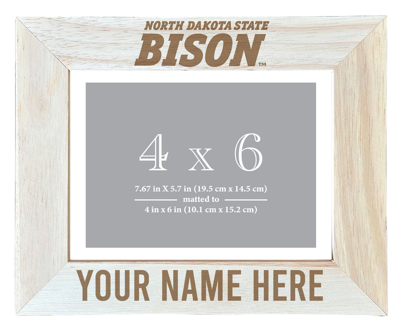 North Dakota State Bison Customizable Wooden Photo Frame Matted 4"x 6" Officially Licensed Collegiate Product Engraved