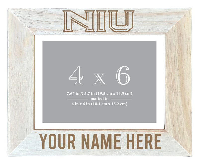 Northern Illinois Huskies Customizable Wooden Photo Frame Matted 4"x 6" Officially Licensed Collegiate Product Engraved