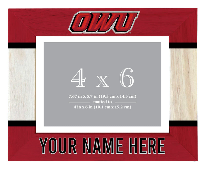 Ohio Wesleyan University Customizable Wooden Photo Frame Matted 4"x 6" Officially Licensed Collegiate Product Printed