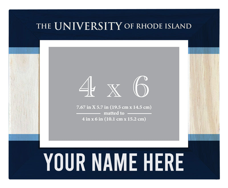 Rhode Island University Customizable Wooden Photo Frame Matted 4"x 6" Officially Licensed Collegiate Product Printed