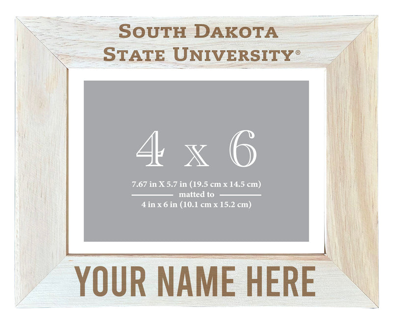 South Dakota State Jackrabbits Customizable Wooden Photo Frame Matted 4"x 6" Officially Licensed Collegiate Product Engraved