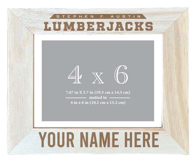 Stephen F. Austin State University Customizable Wooden Photo Frame Matted 4"x 6" Officially Licensed Collegiate Product Engraved