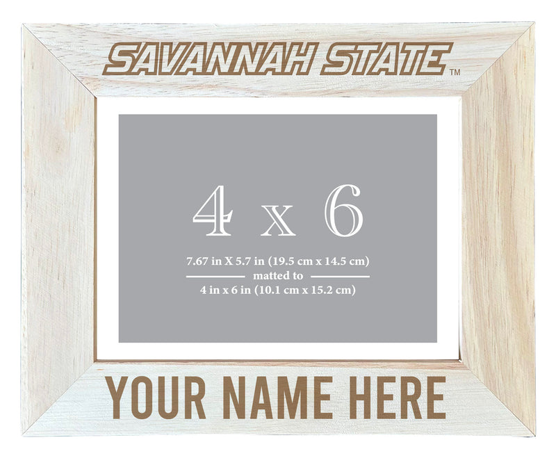 Savannah State University Customizable Wooden Photo Frame Matted 4"x 6" Officially Licensed Collegiate Product Engraved