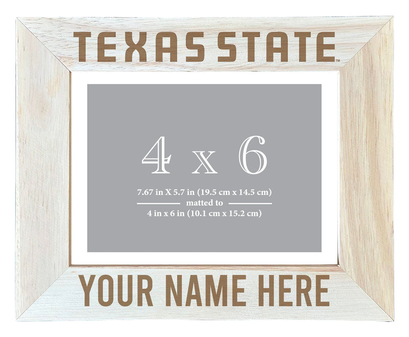 Texas State Bobcats Customizable Wooden Photo Frame Matted 4"x 6" Officially Licensed Collegiate Product Engraved
