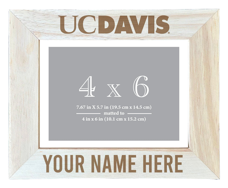 UC Davis Aggies Customizable Wooden Photo Frame Matted 4"x 6" Officially Licensed Collegiate Product Engraved