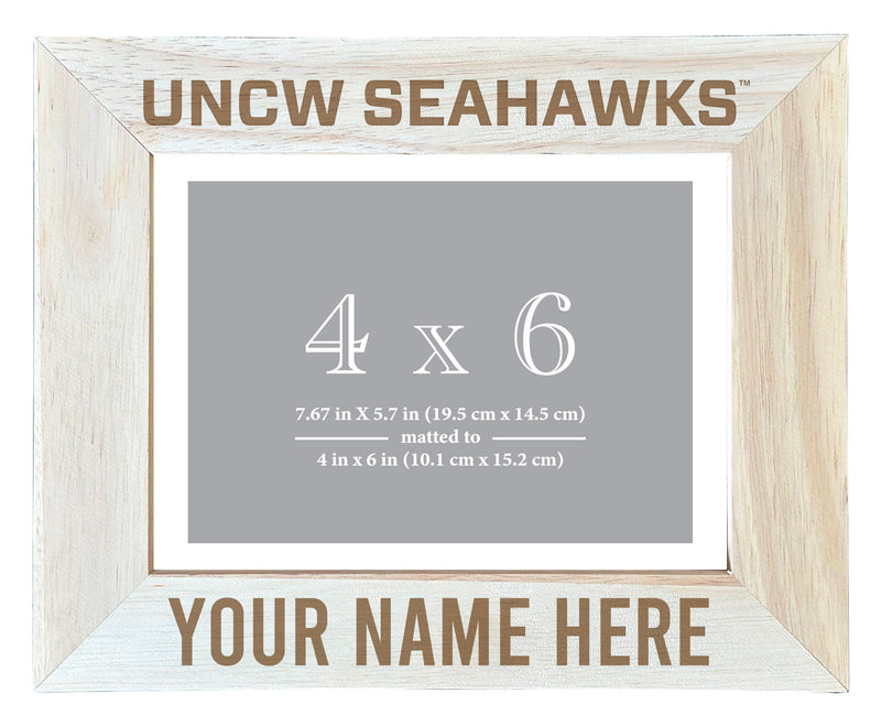 North Carolina Wilmington Seahawks Customizable Wooden Photo Frame Matted 4"x 6" Officially Licensed Collegiate Product Engraved