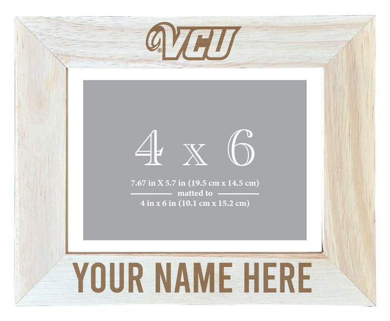 Virginia Commonwealth Customizable Wooden Photo Frame Matted 4"x 6" Officially Licensed Collegiate Product Engraved