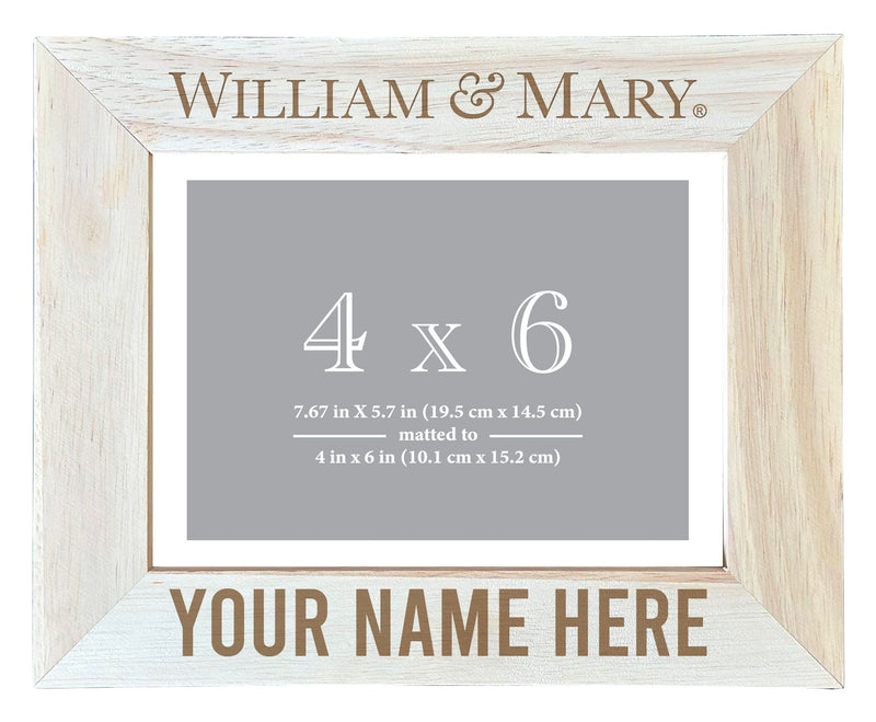 William and Mary Customizable Wooden Photo Frame Matted 4"x 6" Officially Licensed Collegiate Product Engraved