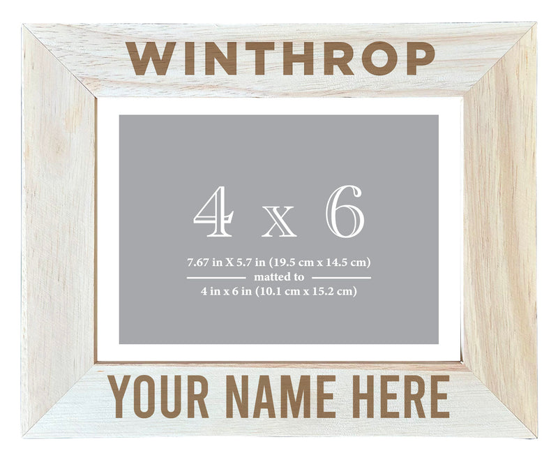 Winthrop University Customizable Wooden Photo Frame Matted 4"x 6" Officially Licensed Collegiate Product Engraved