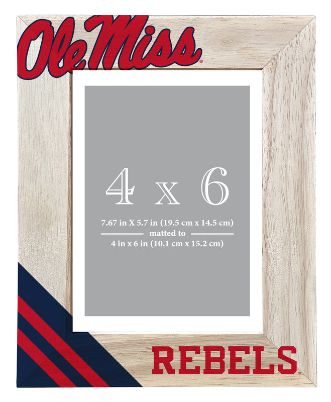 Mississippi Rebels "Ole Miss" Officially Licensed College Printed Wooden Photo Frame 4x6 – Vertical Display