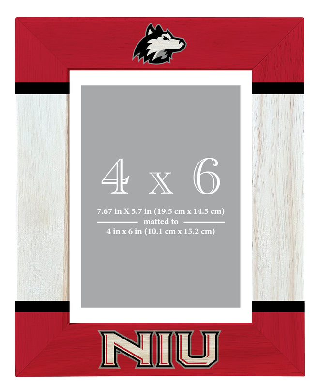 Northern Illinois Huskies Wooden Photo Frame - Customizable 6 x 4 Inch - Elegant Matted Display for Memories