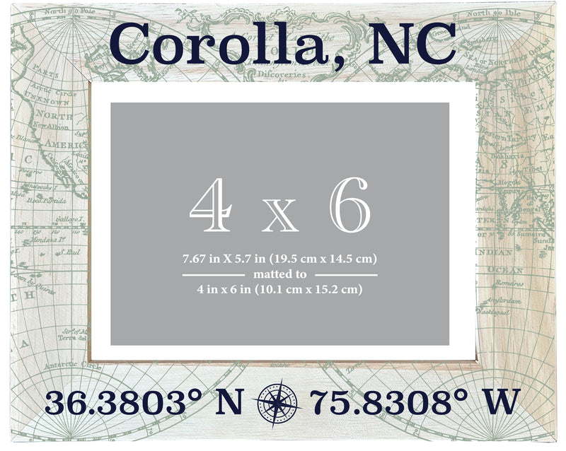 Corolla North Carolina Souvenir Wooden Photo Frame Matted to 4 x 6 Inch