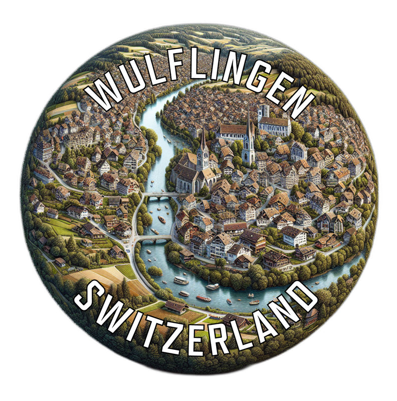 Wulflingen Switzerland Souvenir Die Cut Flat Magnet 2-Inch