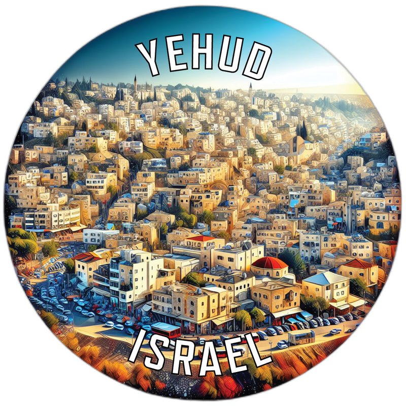 Yehud Israel Souvenir Die Cut Flat Magnet 6-Inch