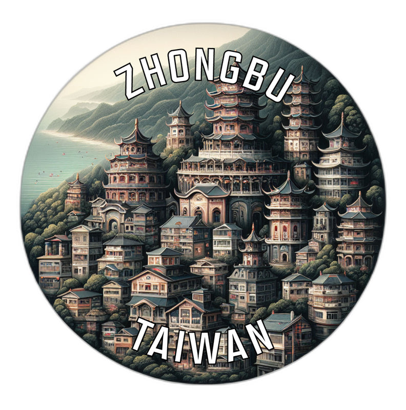 Zhongbu Taiwan Souvenir Die Cut Flat Magnet 2-Inch