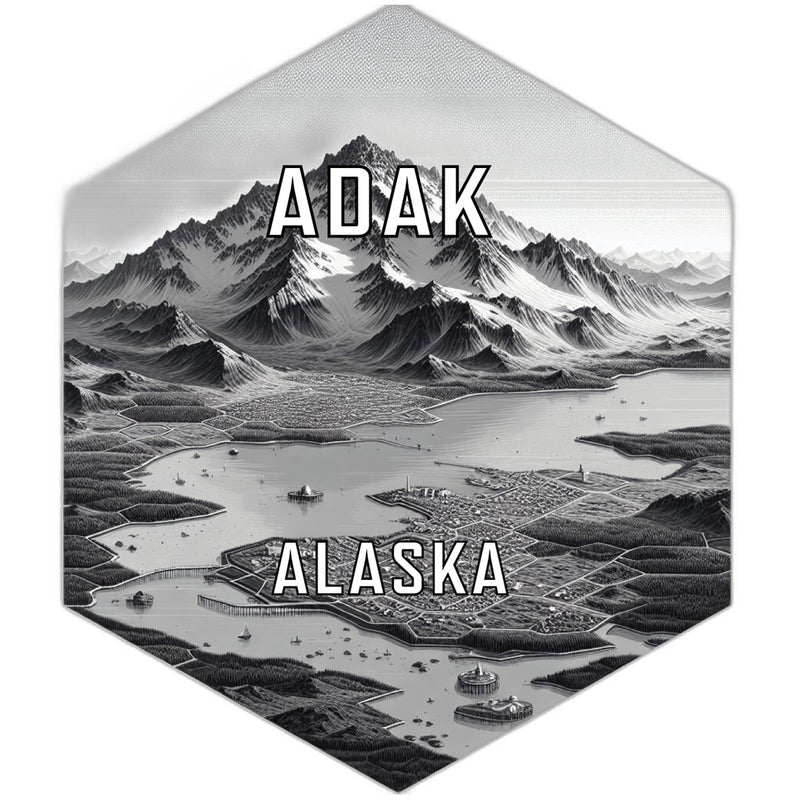 Adak Alaska Souvenir Travel Destination Die Cut Hexagon Fridge Magnet 2-Inch